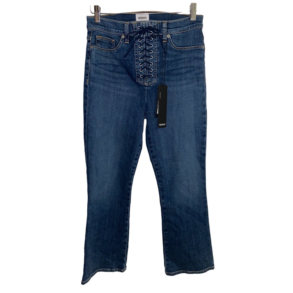 Hudson NWT Bullocks high-rise, lace-up, cropped boot cut denim jeans, size 29